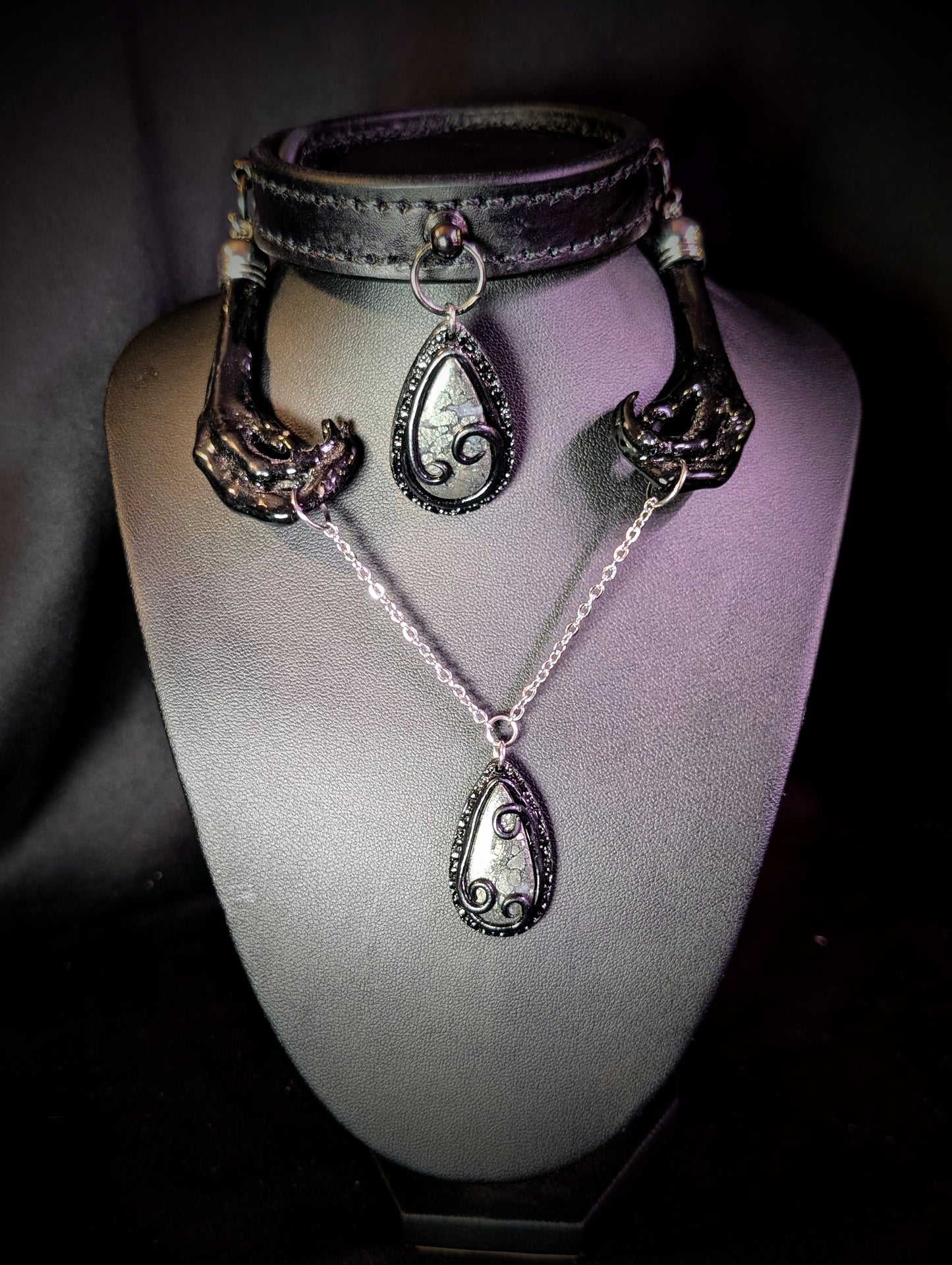 Chicken claws with marcasite choker