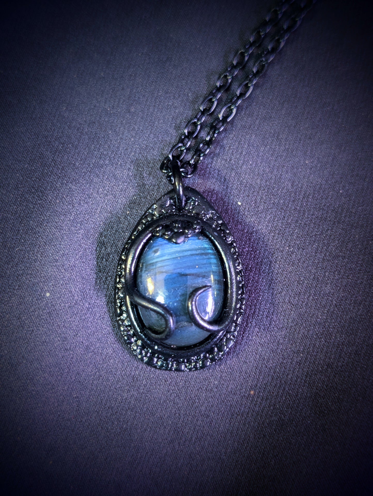 Hand sculpted clay with labradorite necklace