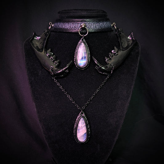 Rainbow Moonstone with Bobcat Jaws Choker