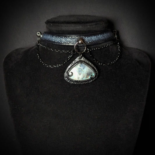 Moonstone Leather Choker